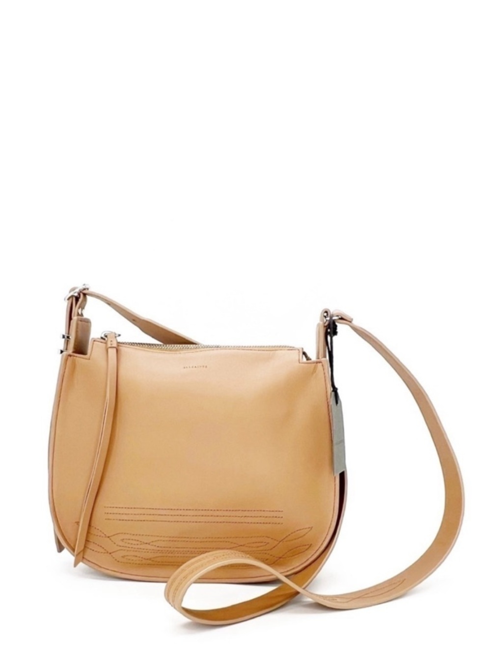 All Saints Crossbody Cooper Lea Leather Bag Light Caramel (Tan) Stitched New NWT